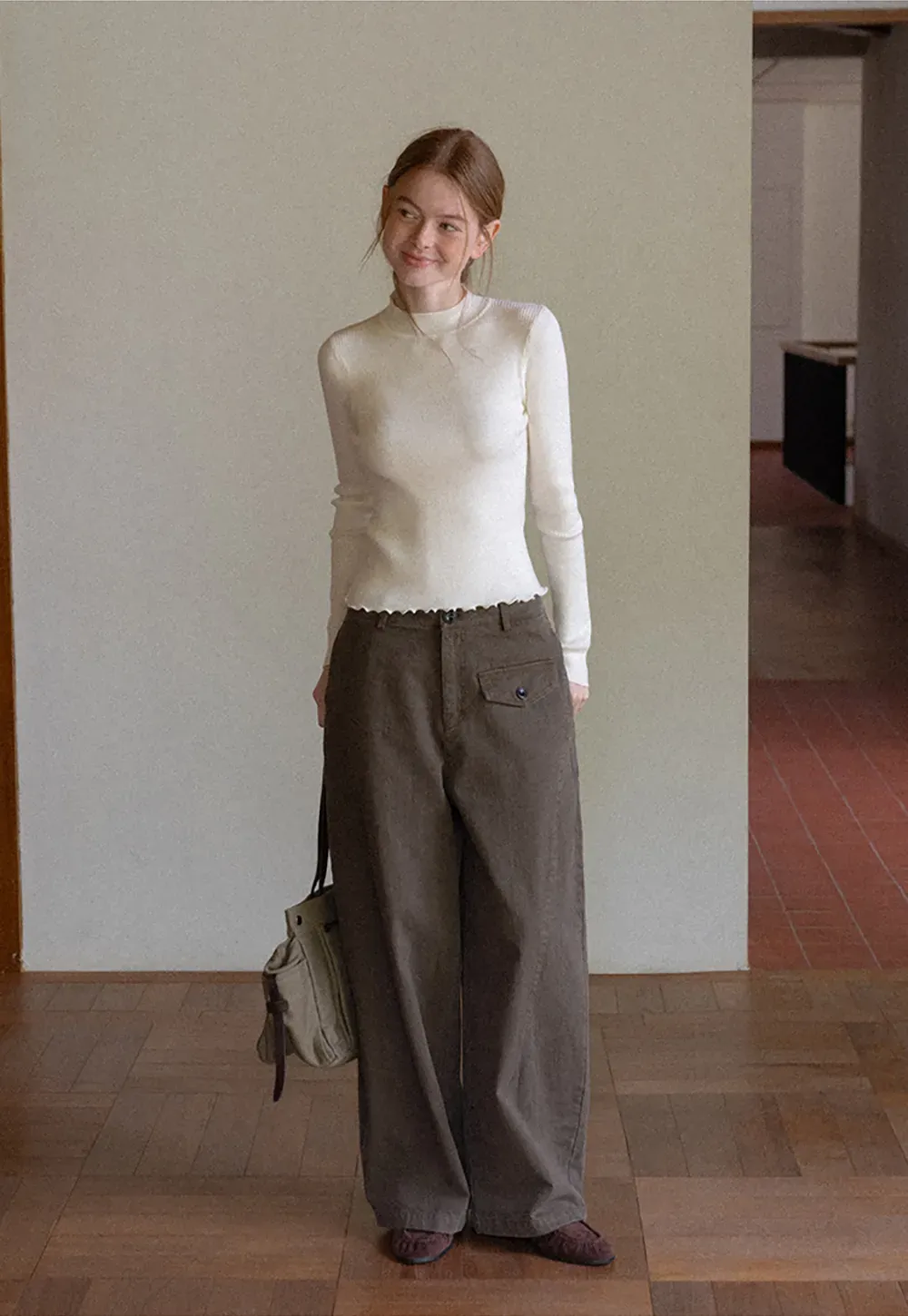 Wide Leg High Waist Utility Pocket Casual Pants