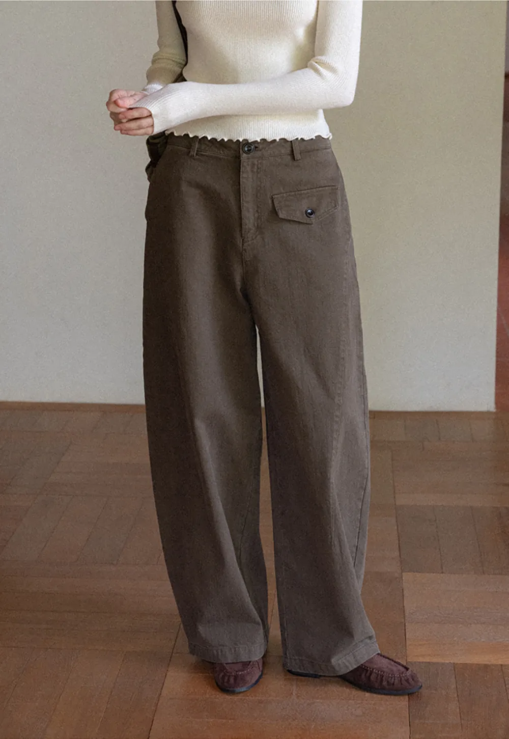 Wide Leg High Waist Utility Pocket Casual Pants