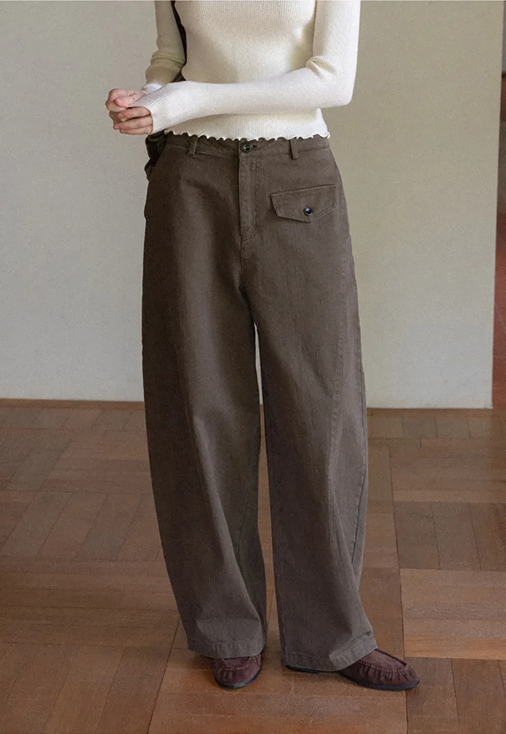 Wide Leg High Waist Utility Pocket Casual Pants
