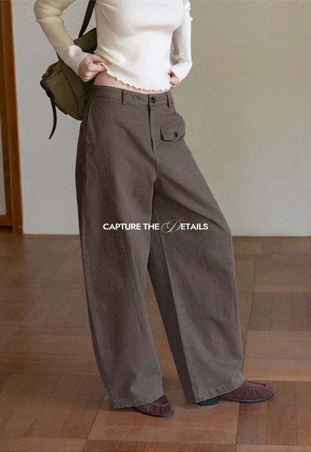 Wide Leg High Waist Utility Pocket Casual Pants