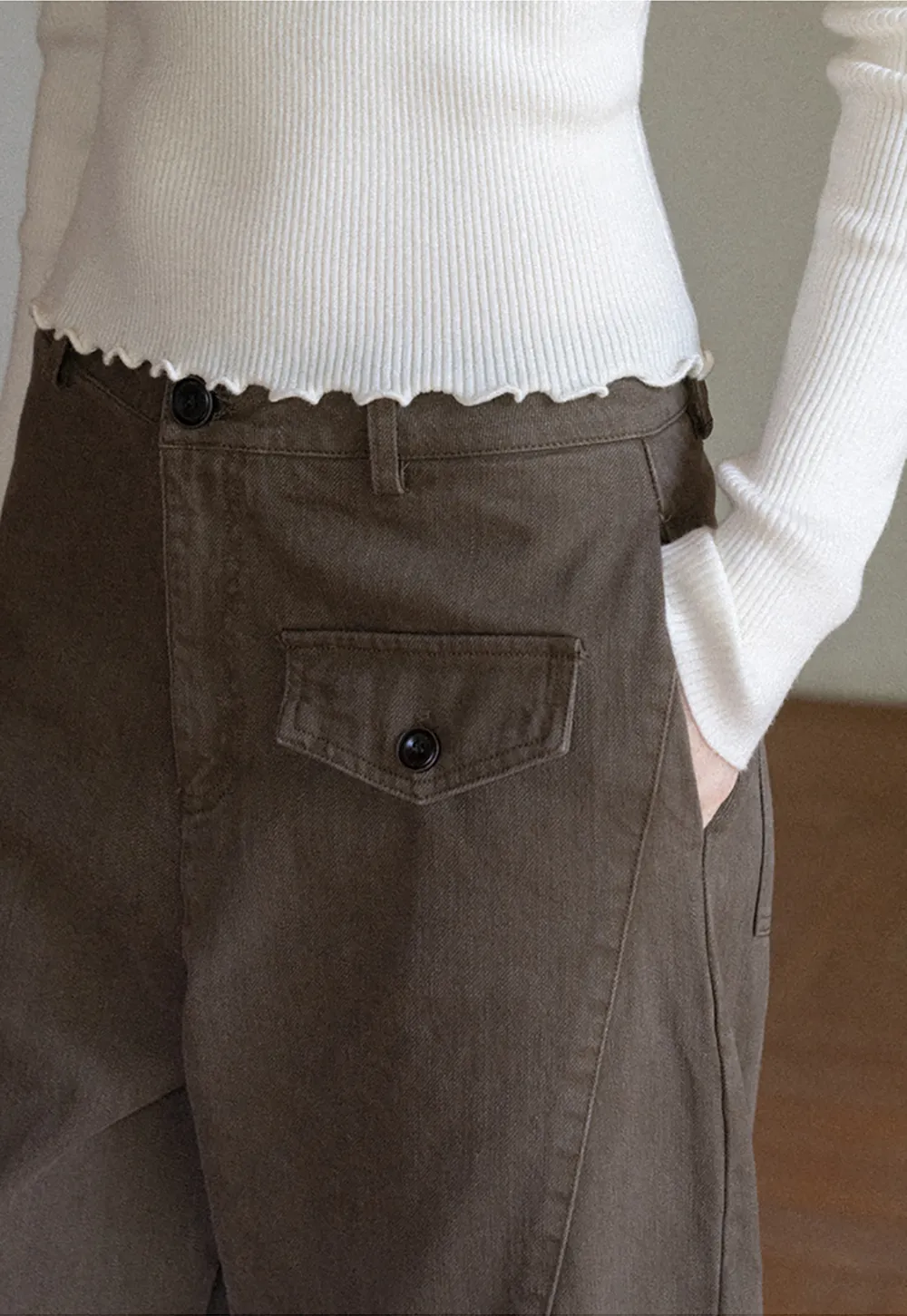 Wide Leg High Waist Utility Pocket Casual Pants