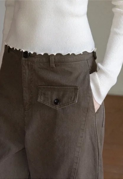 Wide Leg High Waist Utility Pocket Casual Pants