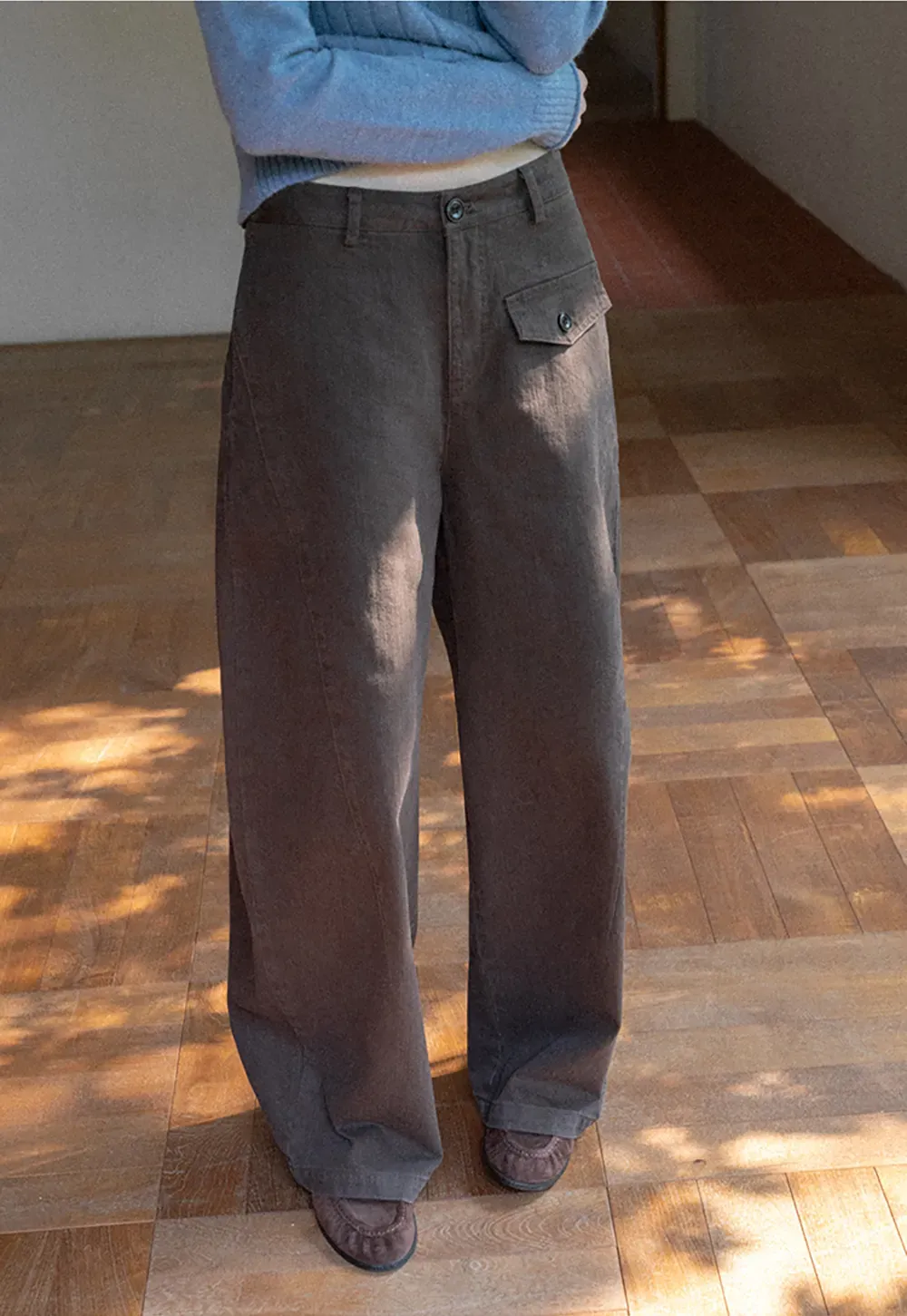 Wide Leg High Waist Utility Pocket Casual Pants