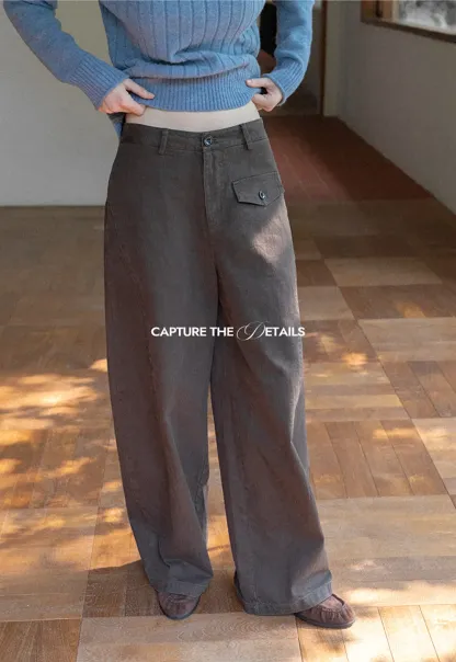 Wide Leg High Waist Utility Pocket Casual Pants