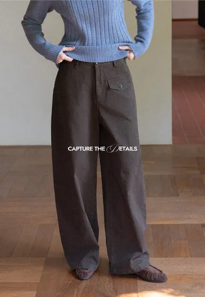 Wide Leg High Waist Utility Pocket Casual Pants