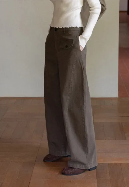 Wide Leg High Waist Utility Pocket Casual Pants