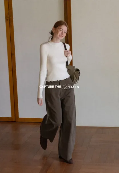 Wide Leg High Waist Utility Pocket Casual Pants