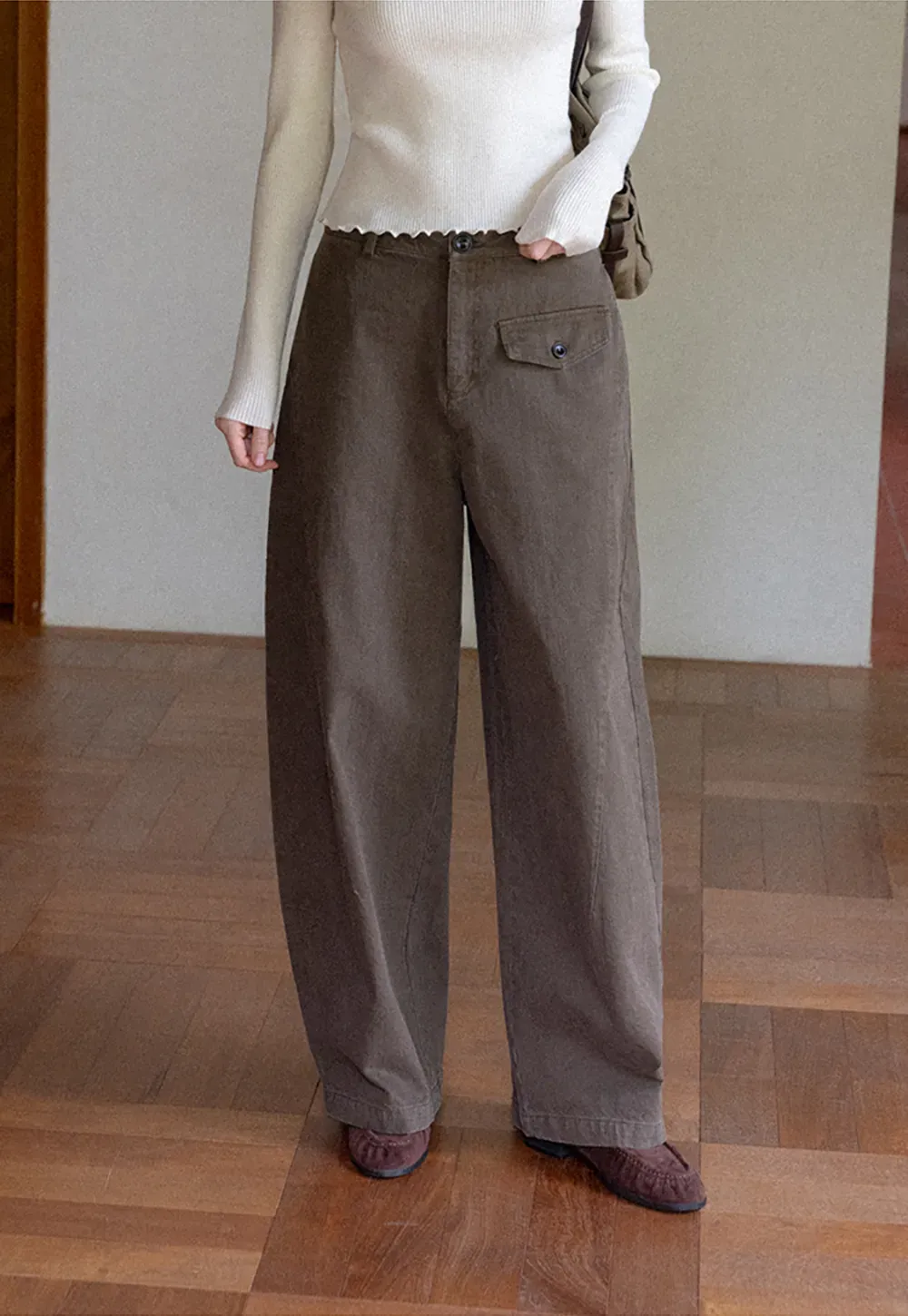 Wide Leg High Waist Utility Pocket Casual Pants