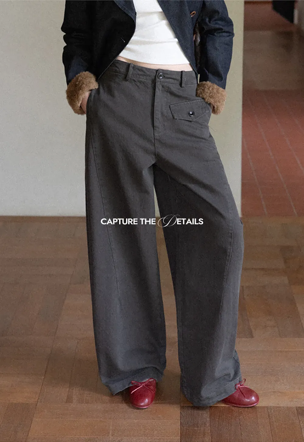 Wide Leg High Waist Utility Pocket Casual Pants