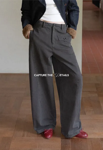 Wide Leg High Waist Utility Pocket Casual Pants