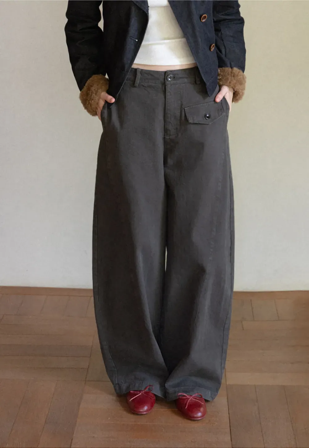 Wide Leg High Waist Utility Pocket Casual Pants