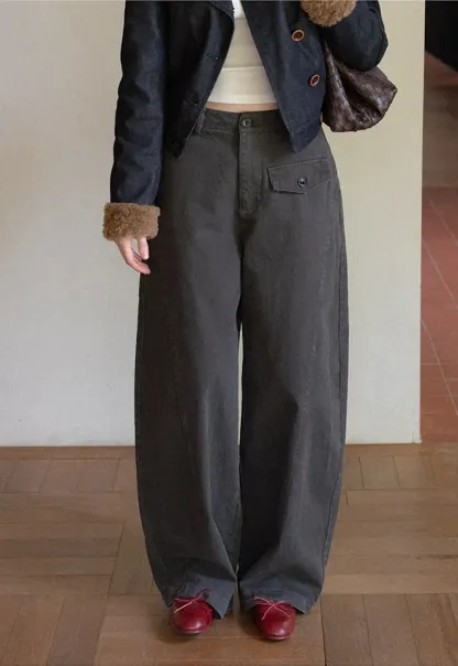 Wide Leg High Waist Utility Pocket Casual Pants