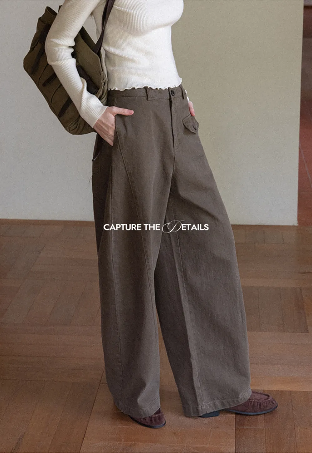Wide Leg High Waist Utility Pocket Casual Pants