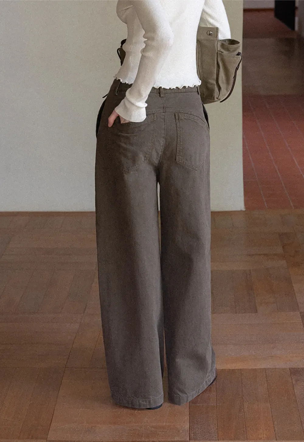 Wide Leg High Waist Utility Pocket Casual Pants