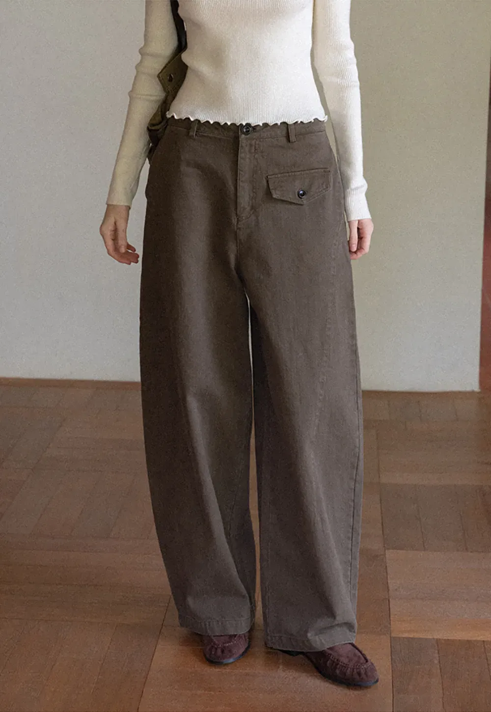 Wide Leg High Waist Utility Pocket Casual Pants