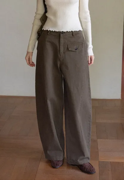 Wide Leg High Waist Utility Pocket Casual Pants