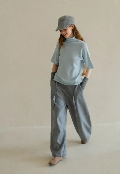 High Waist Wide Leg Drawstring Casual Pants