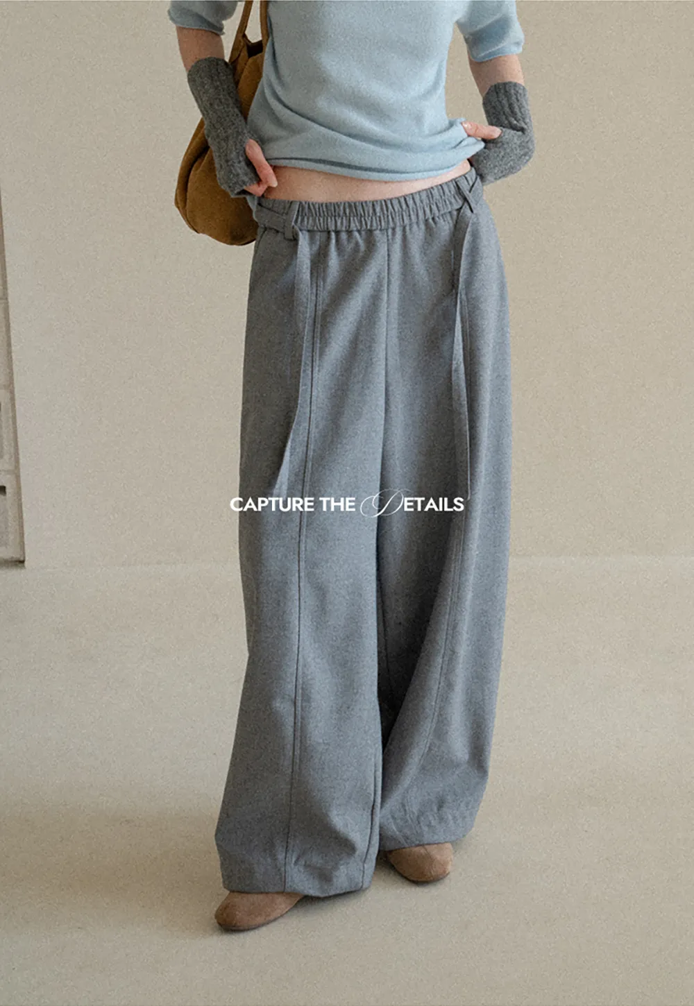 High Waist Wide Leg Drawstring Casual Pants