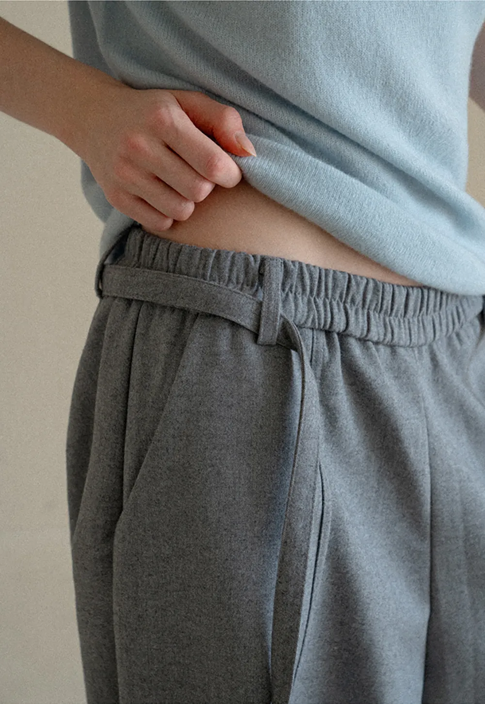 High Waist Wide Leg Drawstring Casual Pants
