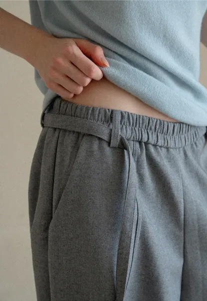 High Waist Wide Leg Drawstring Casual Pants