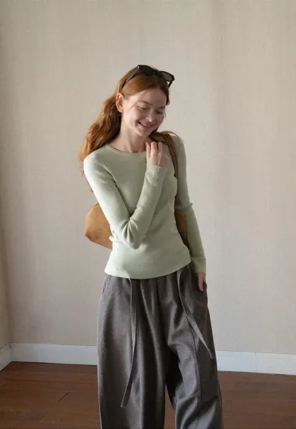 High Waist Wide Leg Drawstring Casual Pants