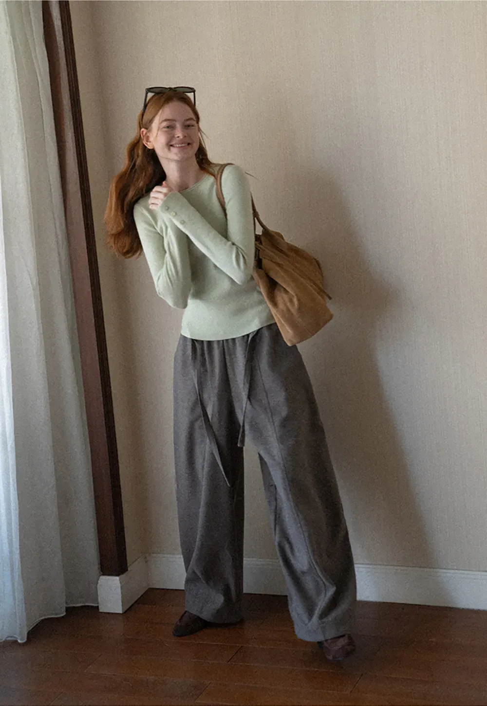 High Waist Wide Leg Drawstring Casual Pants
