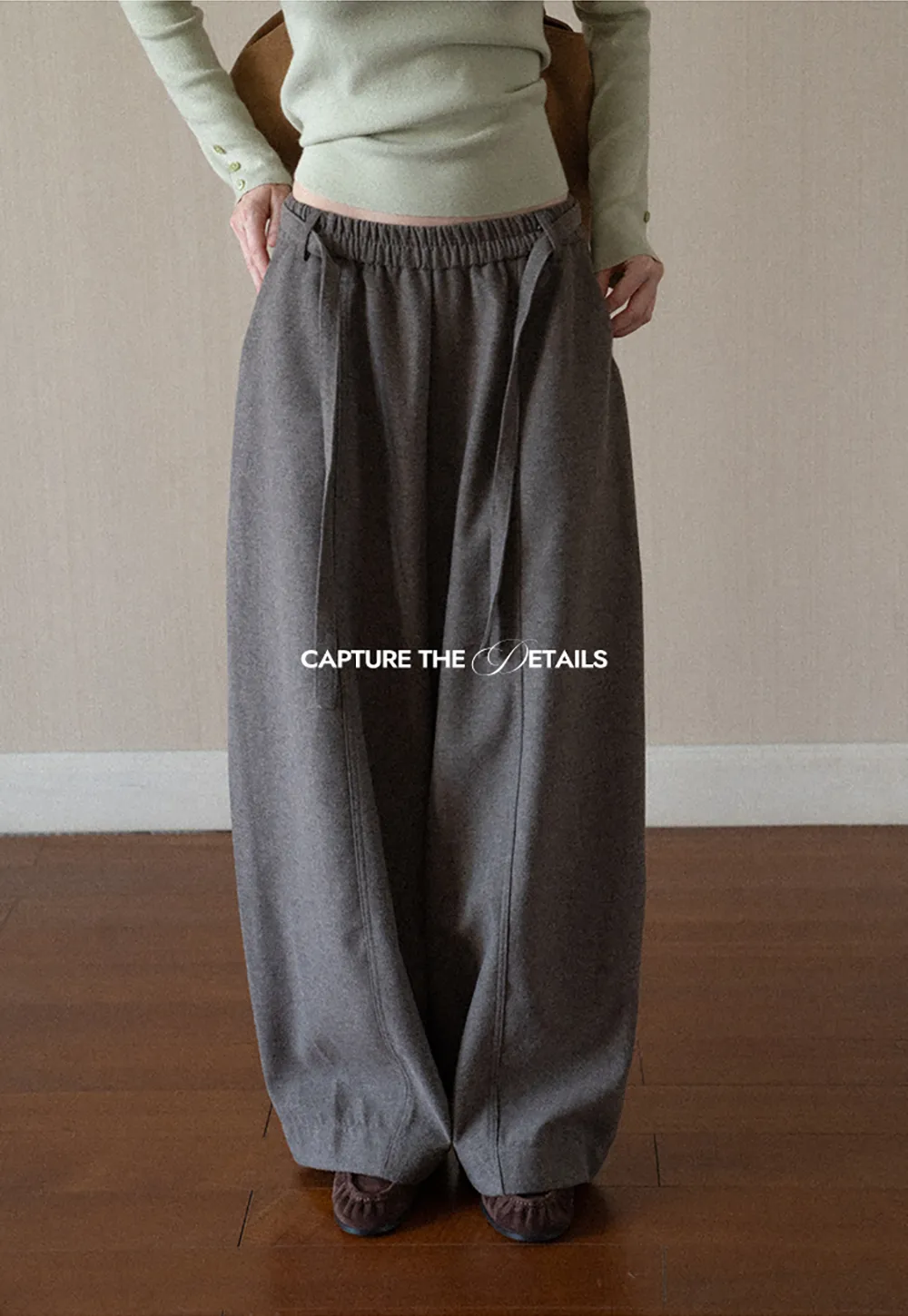 High Waist Wide Leg Drawstring Casual Pants