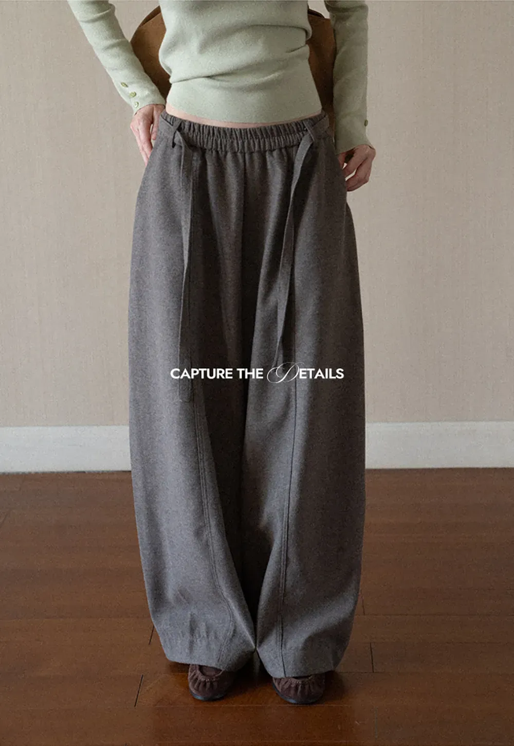 High Waist Wide Leg Drawstring Casual Pants