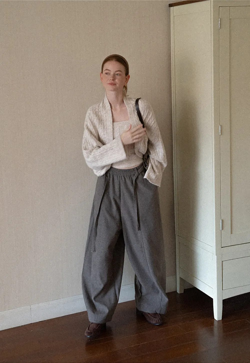 High Waist Wide Leg Drawstring Casual Pants