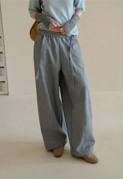 High Waist Wide Leg Drawstring Casual Pants