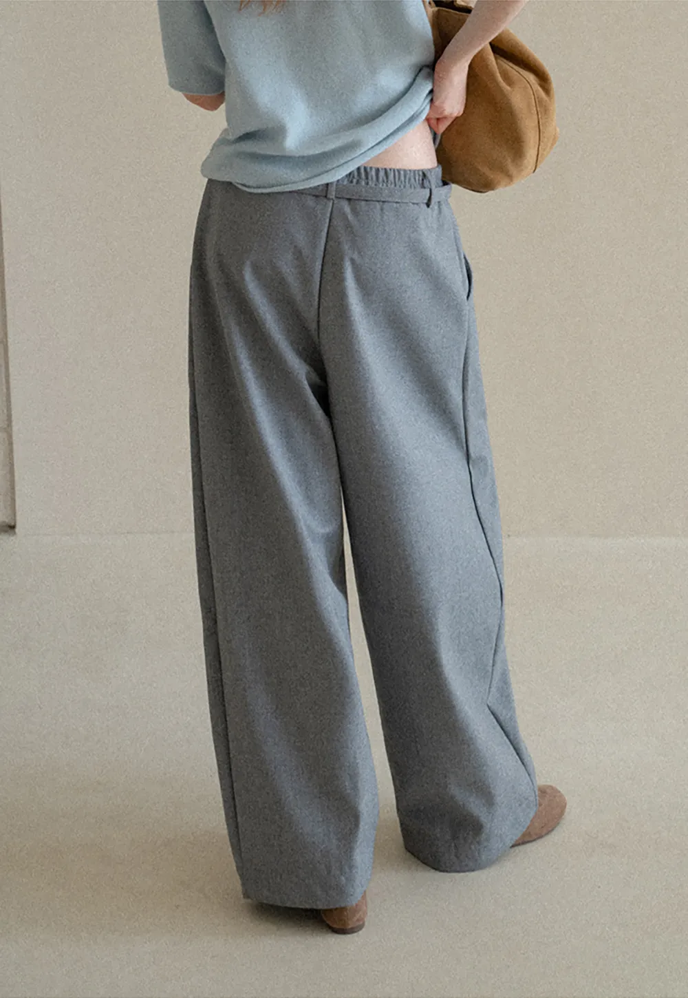 High Waist Wide Leg Drawstring Casual Pants