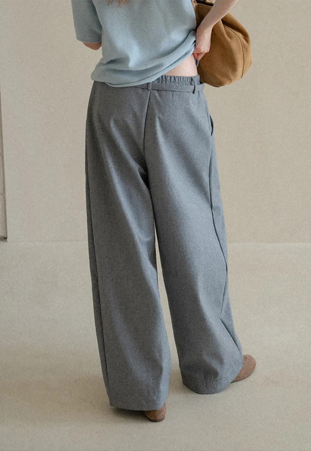 High Waist Wide Leg Drawstring Casual Pants