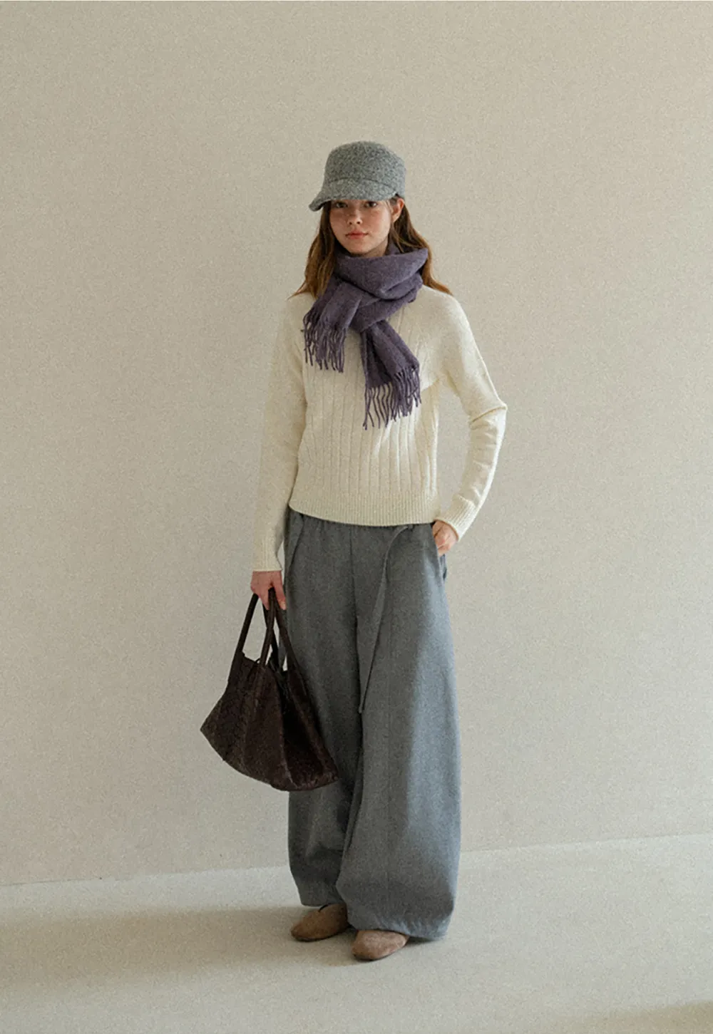 High Waist Wide Leg Drawstring Casual Pants