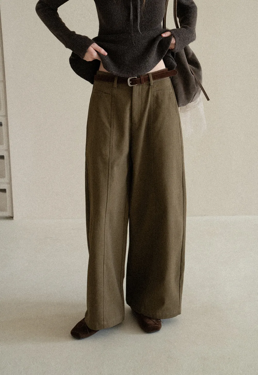 High Waist Wide Leg Pleated Casual Pants