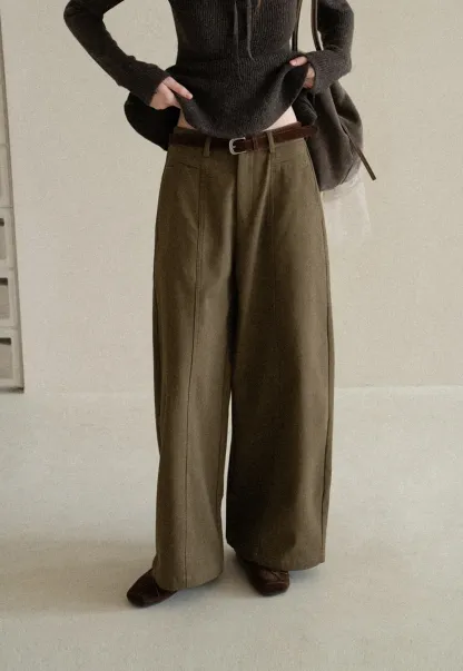High Waist Wide Leg Pleated Casual Pants