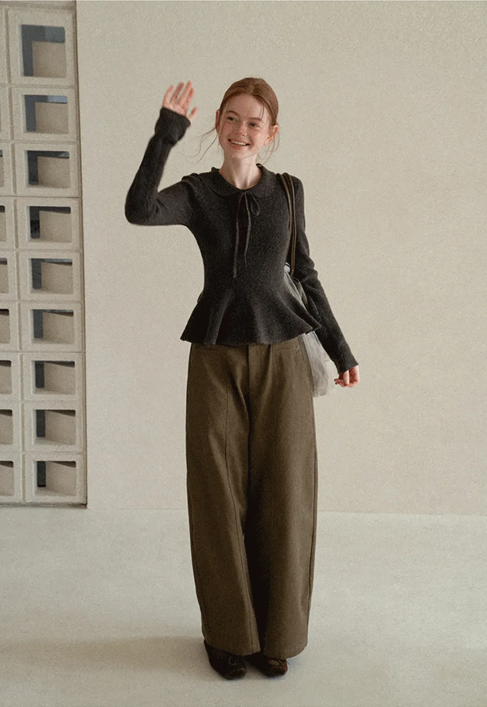 High Waist Wide Leg Pleated Casual Pants