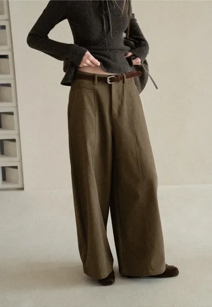 High Waist Wide Leg Pleated Casual Pants