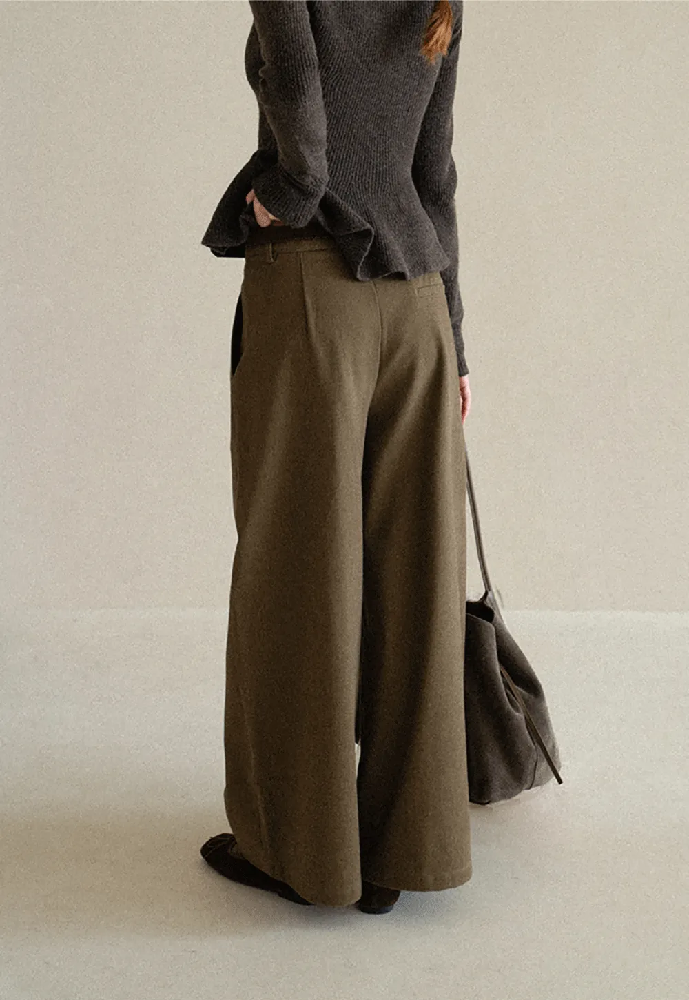 High Waist Wide Leg Pleated Casual Pants