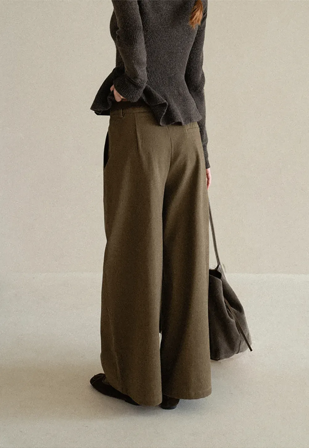 High Waist Wide Leg Pleated Casual Pants