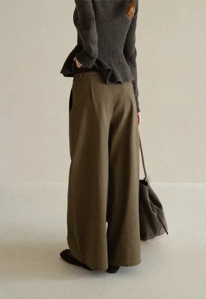 High Waist Wide Leg Pleated Casual Pants