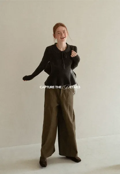 High Waist Wide Leg Pleated Casual Pants