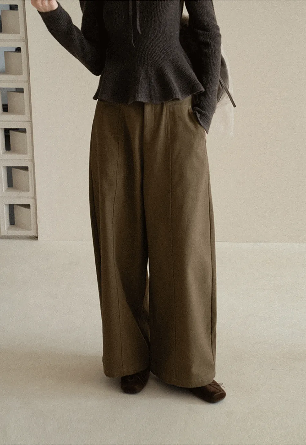 High Waist Wide Leg Pleated Casual Pants