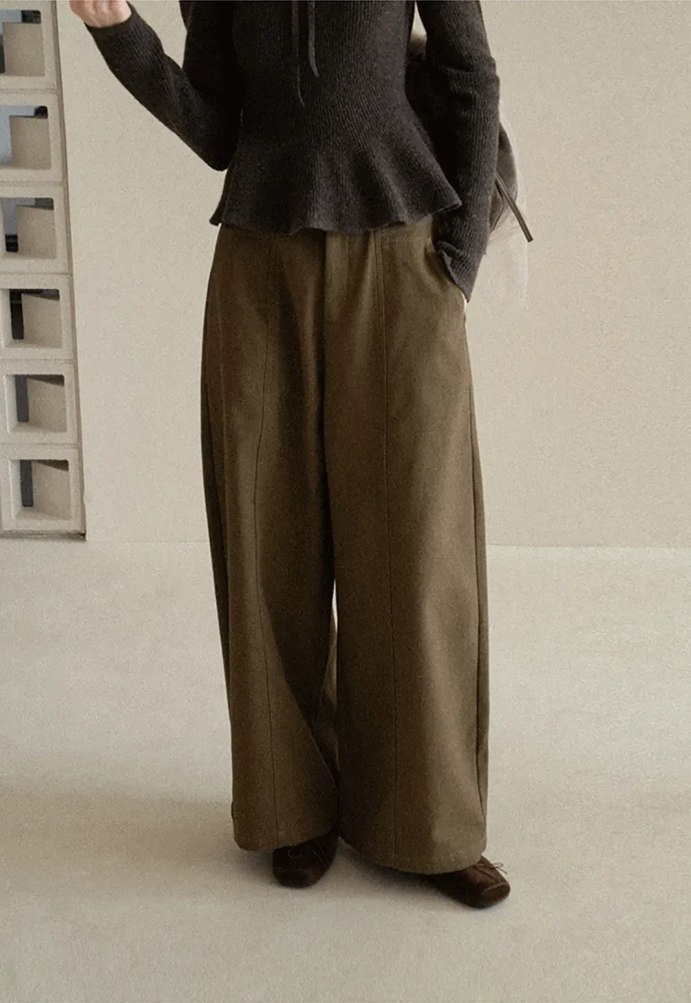 High Waist Wide Leg Pleated Casual Pants
