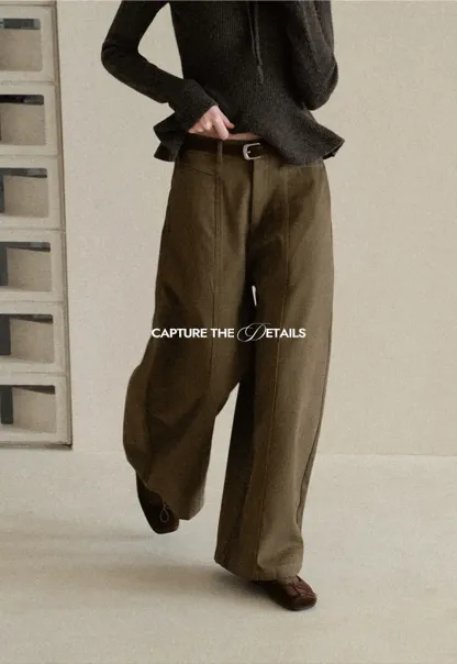 High Waist Wide Leg Pleated Casual Pants