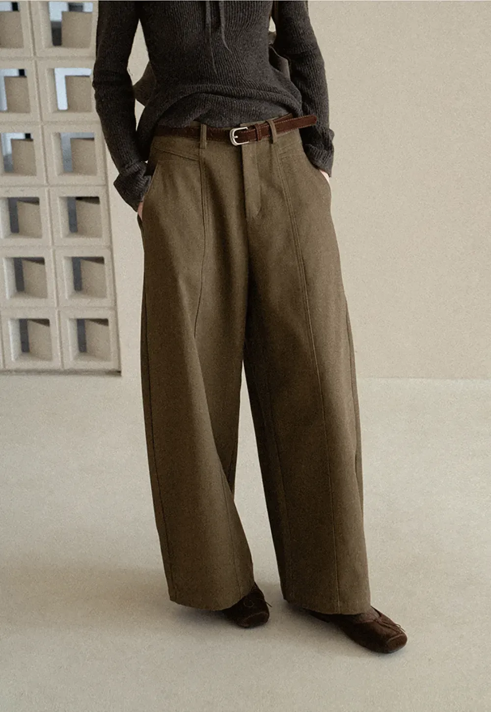 High Waist Wide Leg Pleated Casual Pants