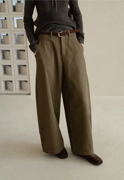 High Waist Wide Leg Pleated Casual Pants