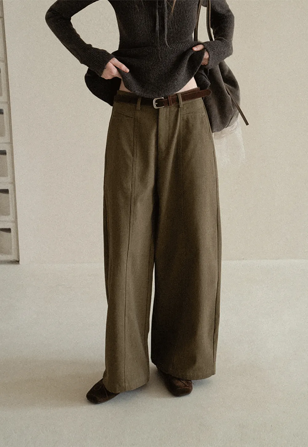 High Waist Wide Leg Pleated Casual Pants