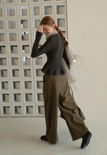 High Waist Wide Leg Pleated Casual Pants