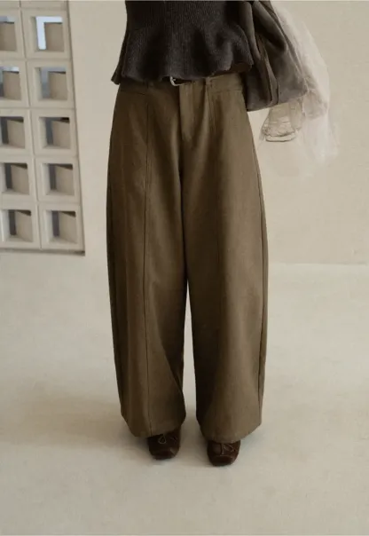 High Waist Wide Leg Pleated Casual Pants