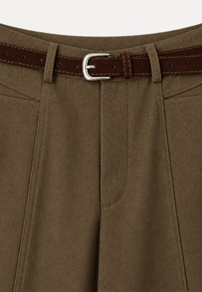High Waist Wide Leg Pleated Casual Pants
